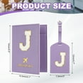 thumbnail image 2 of Uxcell Passport Holder for Travel, Initial Passport Cover and Luggage Tag Set with Alphabet Chenille Letter Patch Purple J, 2 of 7