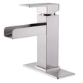 thumbnail image 1 of Waterfall Sink Faucet, Brushed Nick Deck Mounted Bathroom Basin Faucet with 6-inch Cover Plate, 1 of 1