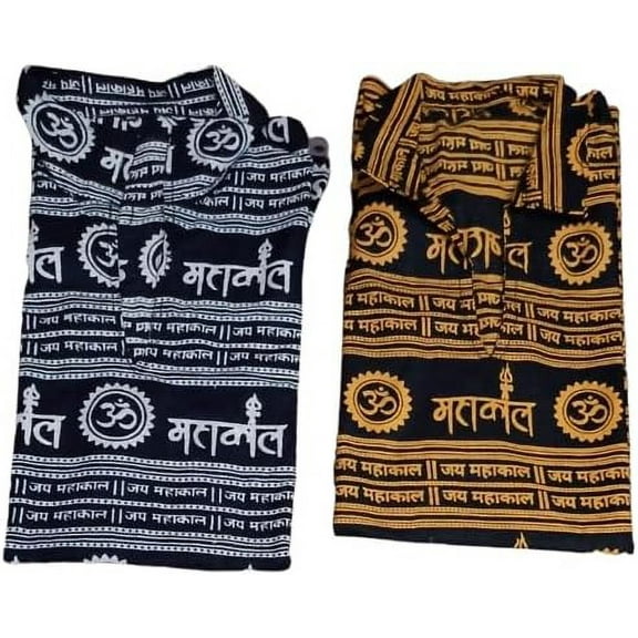 2 PCS PRINTED MAHAKAL KURTA MEN / WOMEN TRADITIONAL ETHNIC WEAR
