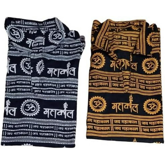 2 PCS PRINTED MAHAKAL KURTA MEN / WOMEN TRADITIONAL ETHNIC WEAR
