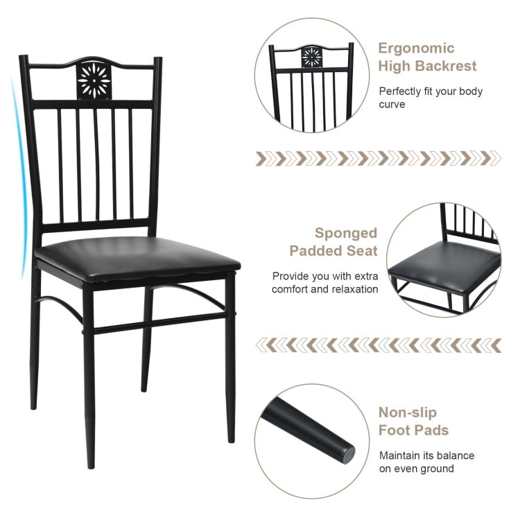 Finihen Dining Set, Dining Table Set, 5 Pcs Dining Set Wood Metal Table and 4 Chairs with Cushions, for Home, Restaurant, Black Finihen Dining Set, Dining Table Set, 5 Pcs Dining Set Wood Metal Table and 4 Chairs with Cushions, for Home, Restaurant, Black