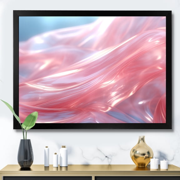 Designart "Waltz Whirl Pink Serenade II" Abstract Framed Wall Art Decor - Modern Pink Abstract Geometric Hallway Framed Wall Art Decor