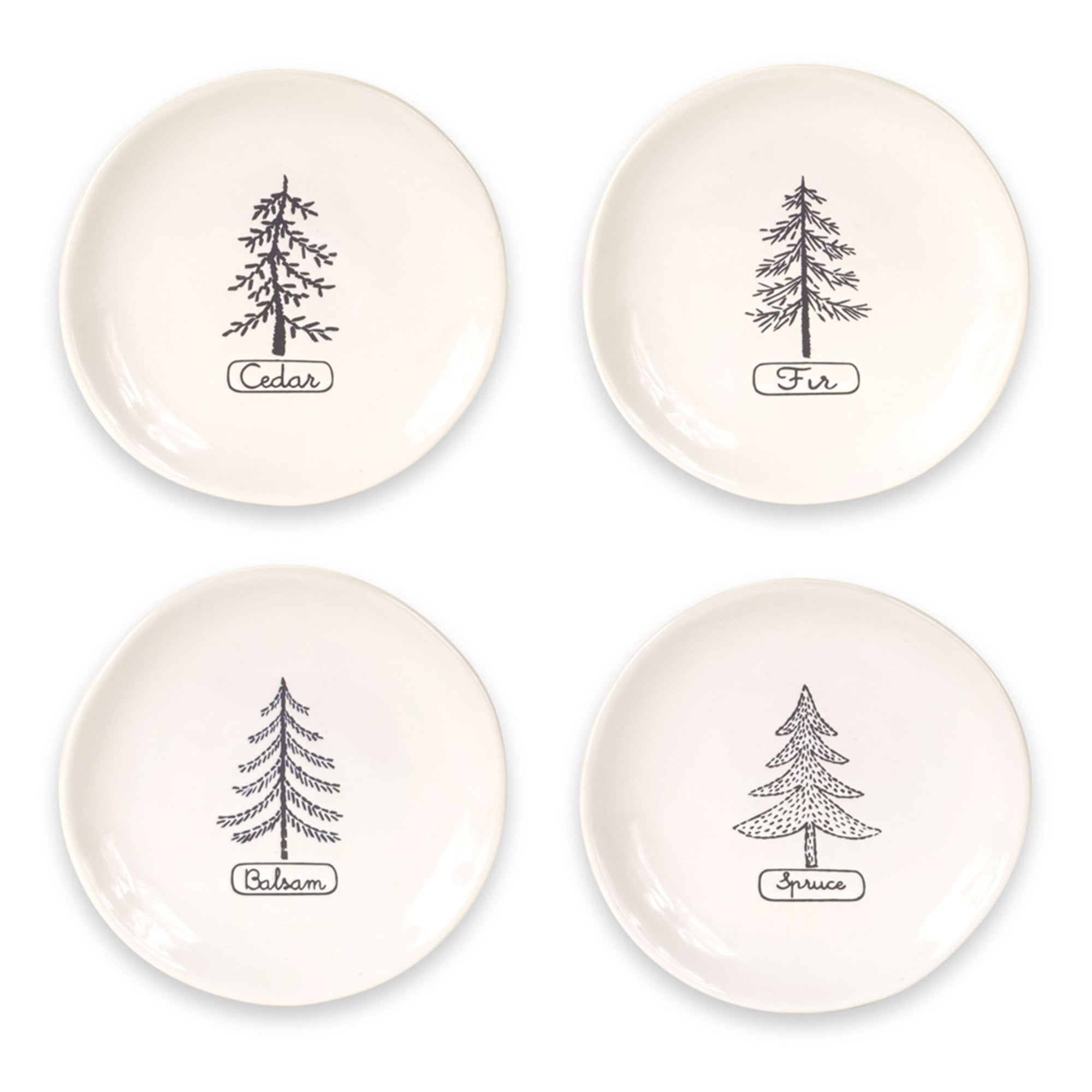 Tree Plate (Set of 4) 6.75"D Stoneware