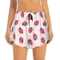 thumbnail image 3 of Uemuo Hand Drawn Strawberry Pattern Women's Athletic Shorts High Waisted Running Shorts with Liner Pockets Gym Elastic Workout Shorts-, 3 of 9