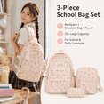 thumbnail image 3 of 3-Piece Bow Backpack Set for Women Teen Girls, Cute Coquette Kawaii Oxford School Bag with Crossbody & Pencil Pouch, Aesthetic College Daypack, 3 of 11