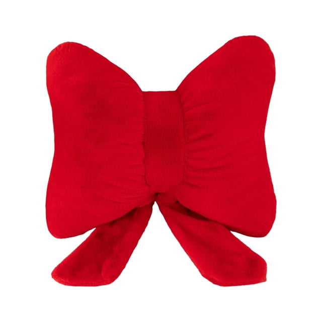 Cojín con lazo, cojín decorativo con lazo, soporte lumbar moderno, adorno, cojín de noche para coche Rojo