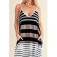 thumbnail image 2 of Women's Pocketed Striped V Neck Sleeveless Cami Dress with Sheer Panel and Stretchy Body 95% Polyester 5% Elastane, 2 of 4