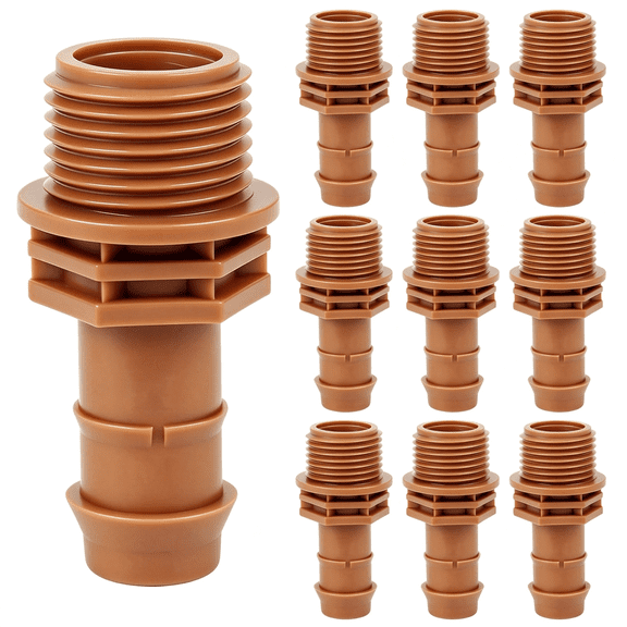 ICERUN Pvc to Drip Irrigation Adapter, 1/2" Pvc Male Pipe Thread (Mnpt) X 1/2" Drip Irrigation Barbed Coupling Drip Line to Threaded Hose Adapter Fittings (10 Pack)