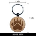 thumbnail image 2 of Grizzly Bear Claw Paw Round Keychain Charm Tag - Engraved Wood, 2 of 6