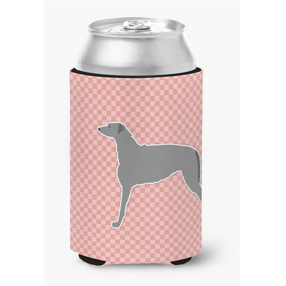 Scottish Deerhound Checkerboard Pink Can or Bottle Hugger
