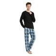 thumbnail image 2 of GLOBAL Men 100% Cotton Pajama Set For Men Lightweight Soft Nightwear Long Sleeves PJS With Pockets, 2 of 5