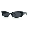 thumbnail image 5 of Womens Narrow Rectangle Cat Eye Retro Gothic Diva Sunglasses All Black, 5 of 8