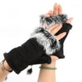 thumbnail image 2 of Women Ladies Winter Faux Fur Fingerless Gloves Soft Warm Mittens Fur Lined, 2 of 8