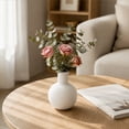 thumbnail image 4 of MMJ Ceramic Vase Spherical Matte Texture Ribbed Neutral Tone for Home Tabletop Shelf Decor Flower 5.12x3.94in, 4 of 7