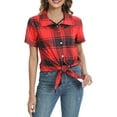 Fantaslook Short Sleeve Womens Button Down Shirts Casual Plaid Blouses