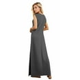 thumbnail image 7 of 2025 Women Summer Round Neck Casual Loose Split Wrinkle-Free Long Maxi Beach Dress with Pockets, 7 of 7