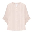 thumbnail image 5 of Women Short Sleeve Tunic Blouse Spring Fashion Clothing Bell Casual Clothes Comfortable Womens Tops Beige, 5 of 5