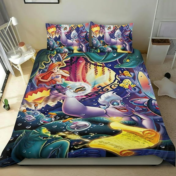 Ursula Themed Bed Sheet Set Three Piece Set 53x79 In ches Comfortable And Skin Friendly Unique Design Creating A Star Gifts For Family Friends fans