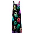 thumbnail image 4 of Womens Halloween Jumpsuits Skeleton Ghost Wide Leg Backless Spooky Rompers Candy Castle Halter Funny Overalls, S, 4 of 5