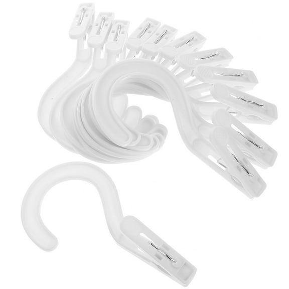 HONMEET 12Pcs White Laundry Hook Clip Plastic Hanging Clips for Home Essentials