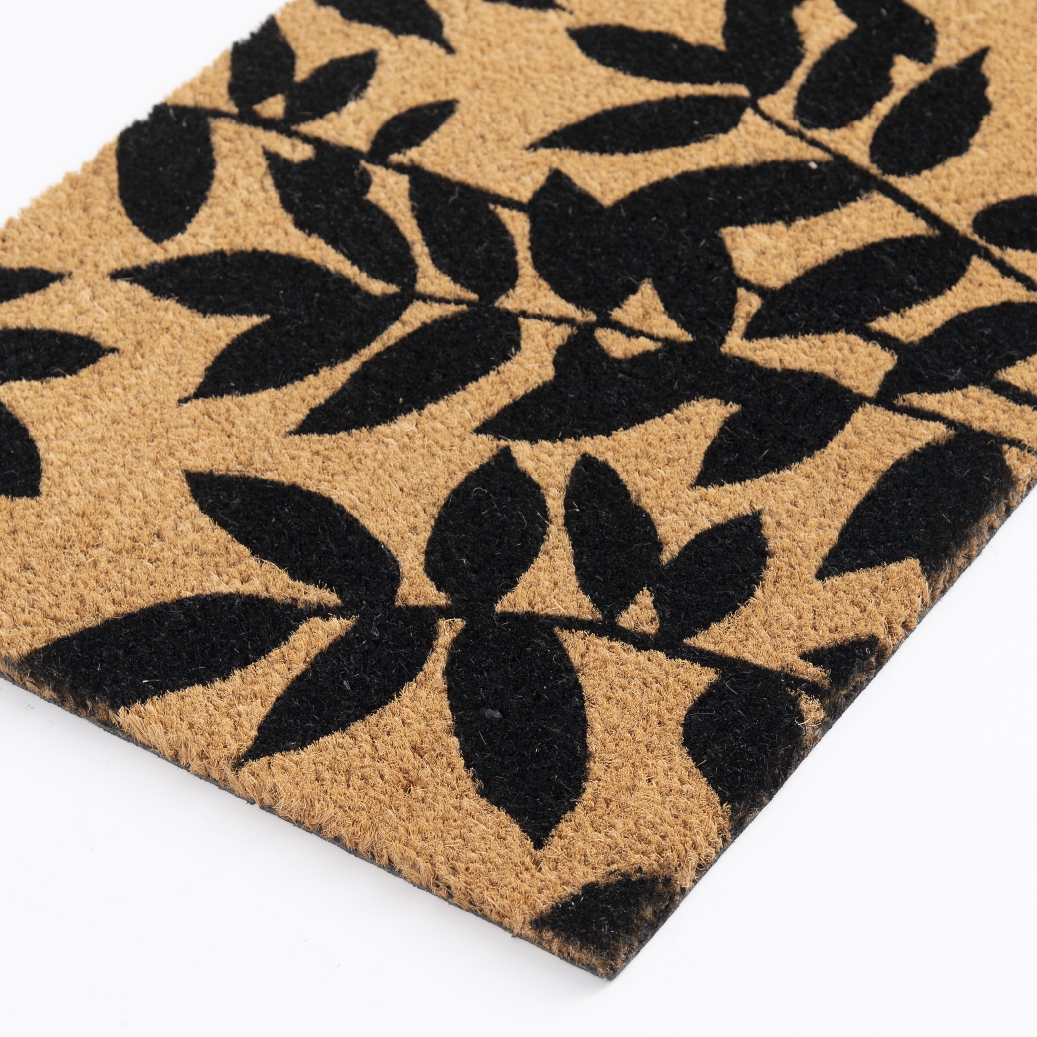 Leaf Coir Doormat, Black, 18"x30"