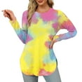 thumbnail image 2 of ZyeKqe Womens Tie-Dye Tunic or Tops to Wear with Leggings Long Sleeve Shirts Crewneck Dressy Casual Blouses Side Split, 2 of 5