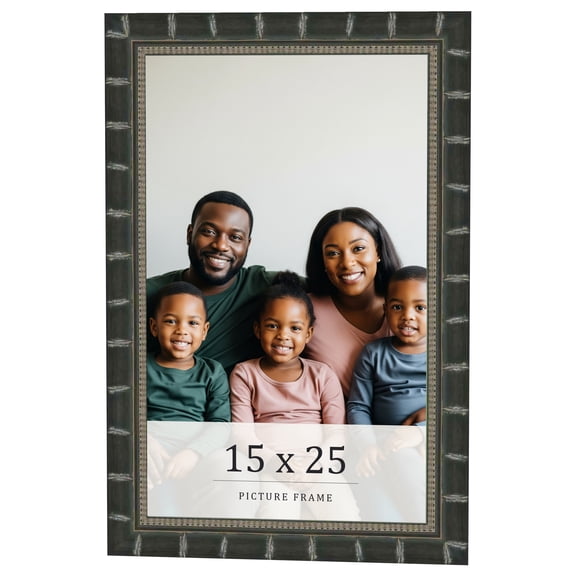15x25 Frame Black Bamboo Solid Wood Picture Frame Width 1.5 Inches | Interior Frame Depth 0.5