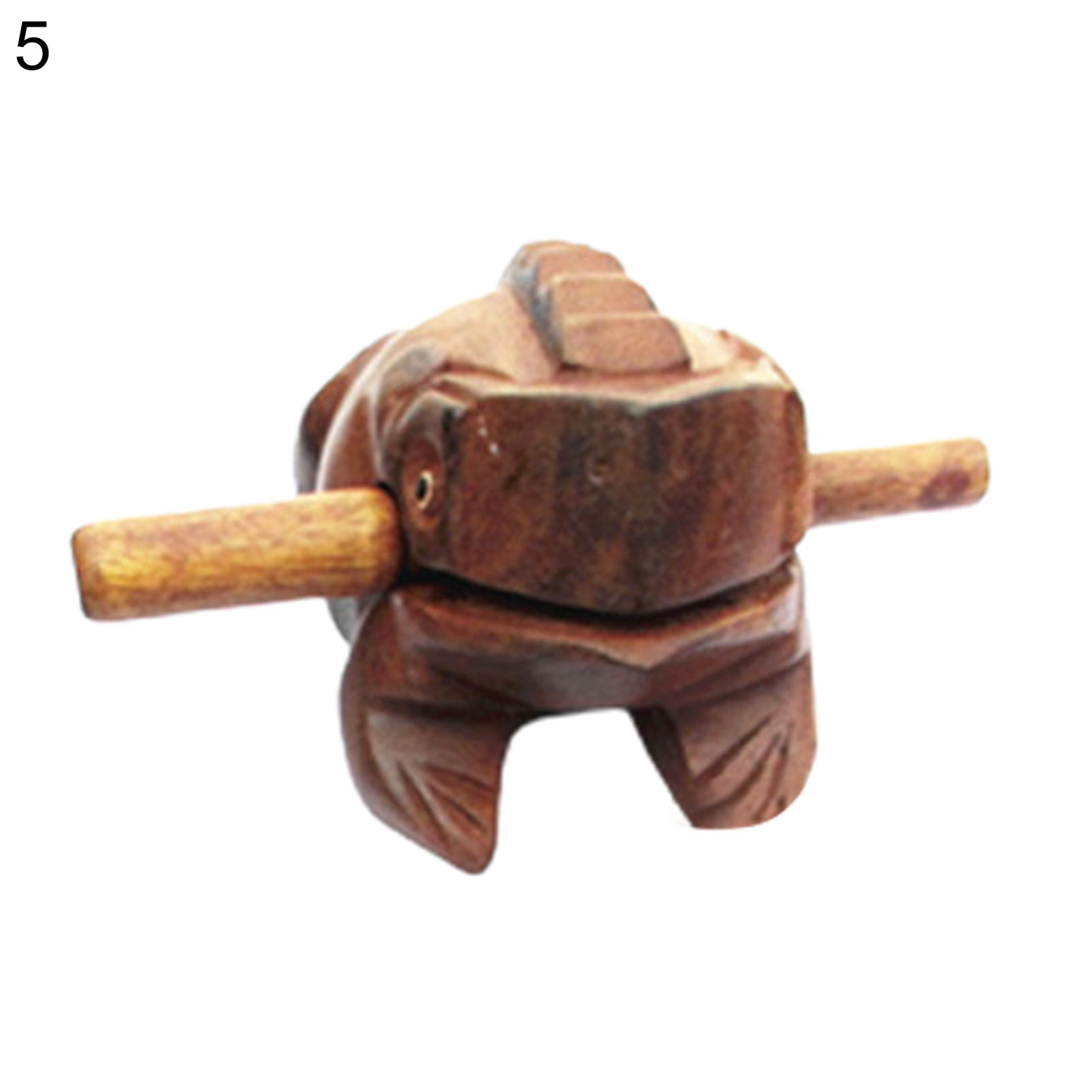 AMOYER 1pc Hand Carved Wooden Lucky Frog Croaking Musical Instrument Tone Block Musical Instrument Art Figurines Decorative Home Miniatures Gift 