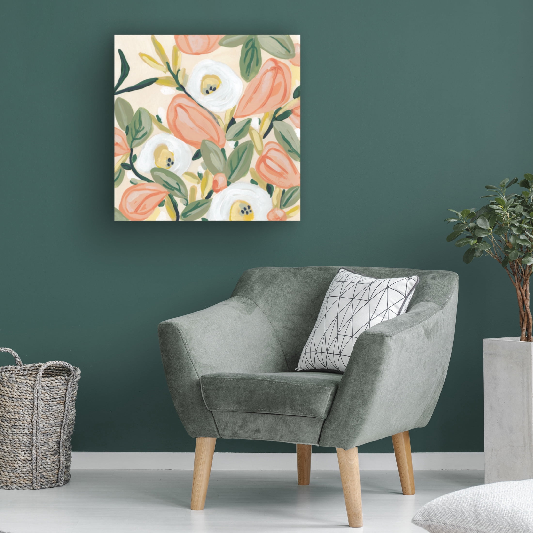 Canvas Wall Art - June Erica Vess 'Gleeful Garden I' Wall Art for Living Room, Bedroom, or Office Décor by Trademark Fine Art - 35 x 35 Inches