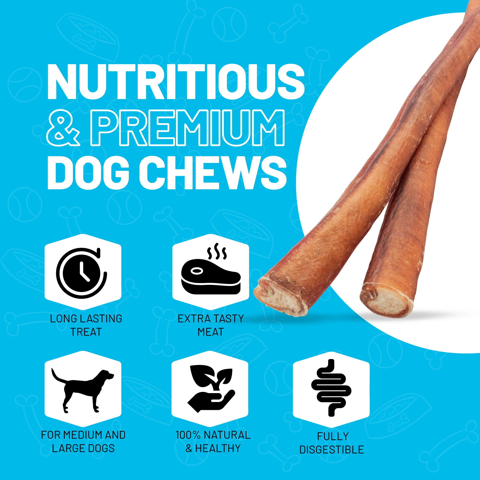 Sitka Farms Premium Bully Sticks XL 12 inch for Dogs (6 count)