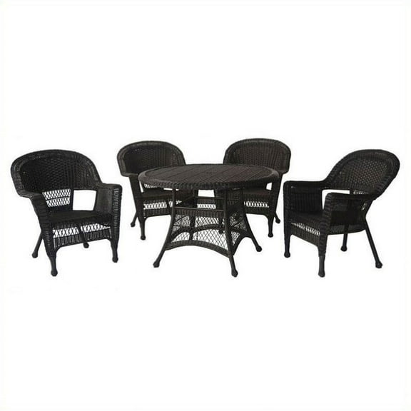 Jeco 5 Piece Wicker Patio Dining Set in Espresso
