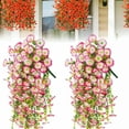 thumbnail image 3 of ZULAR 2 Pack Uv-Resistant Artificial Hanging Flowers-29.5" Lifelike Morning Glory Petunias with Eucalyptus Leaves for Outdoor Garden,Fence & Patio Decor, 3 of 7