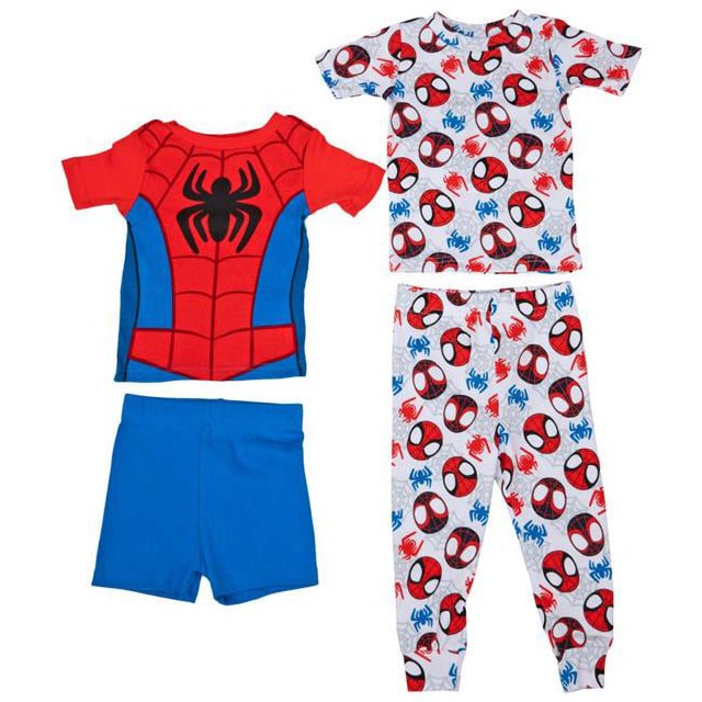 Marvel Comics Spider-Man Costume et AOP Ensemble de Pyjama 4 Pcs pour Tout-Petit 4T
