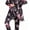 Black flower, variant on Women's 3 Piece Floral Print Pajama Set with Robe - Soft Polyester All Seasons Loungewear for Ladies
