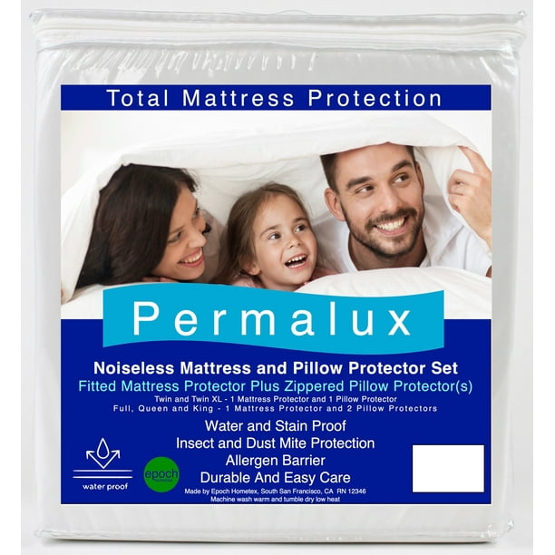 Permalux 2Piece Fitted Waterproof Mattress Protector Set Featuring