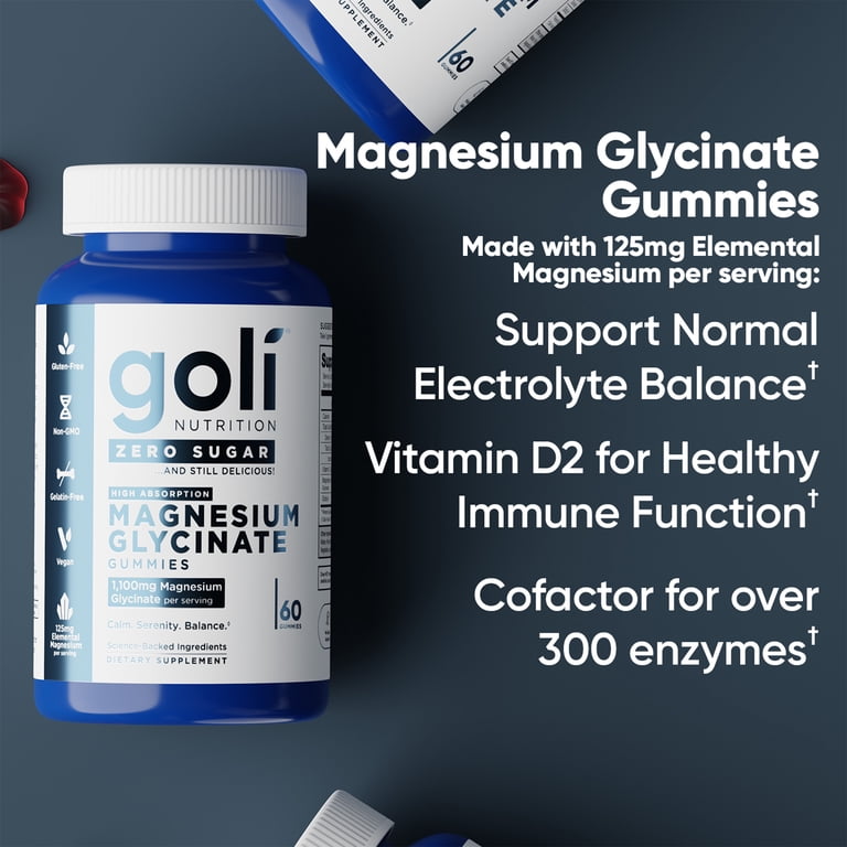 健康・医学 ONIGILI 2 pack) Goli Nutrition Magnesium Zero Sugar Gummies, 60 Count