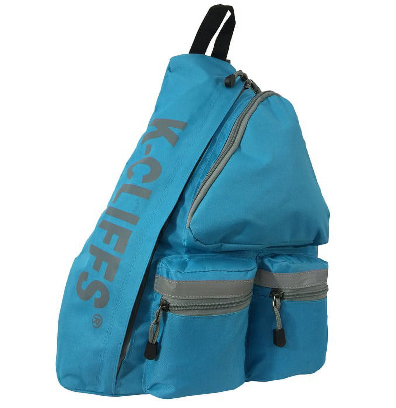 K-Cliffs 20 inch Unisex Reflective Sling Backpack Bright Blue Student Bookbag Travel Daypack Safety, 100% Polyester