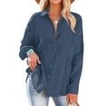 thumbnail image 5 of Womens Button Down Shirts Casual Long Sleeve Cotton Dressy Shirt Oversized Boyfriend Solid Tunic Tops with Pockets, 5 of 5
