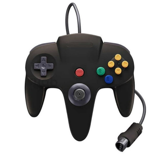 Nintendo 64 - Control con Cable de Reemplazo N64 - Gamepad para Juegos Retro, Compatible con Consola N64 - Negra