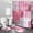 Pink, variant on Fall Bathroom Sets Orange Shower Curtains with 12 Hooks Large Bath Mat, Toilet Lid Cover and U-Shape Rugs for Home Hotel Decor