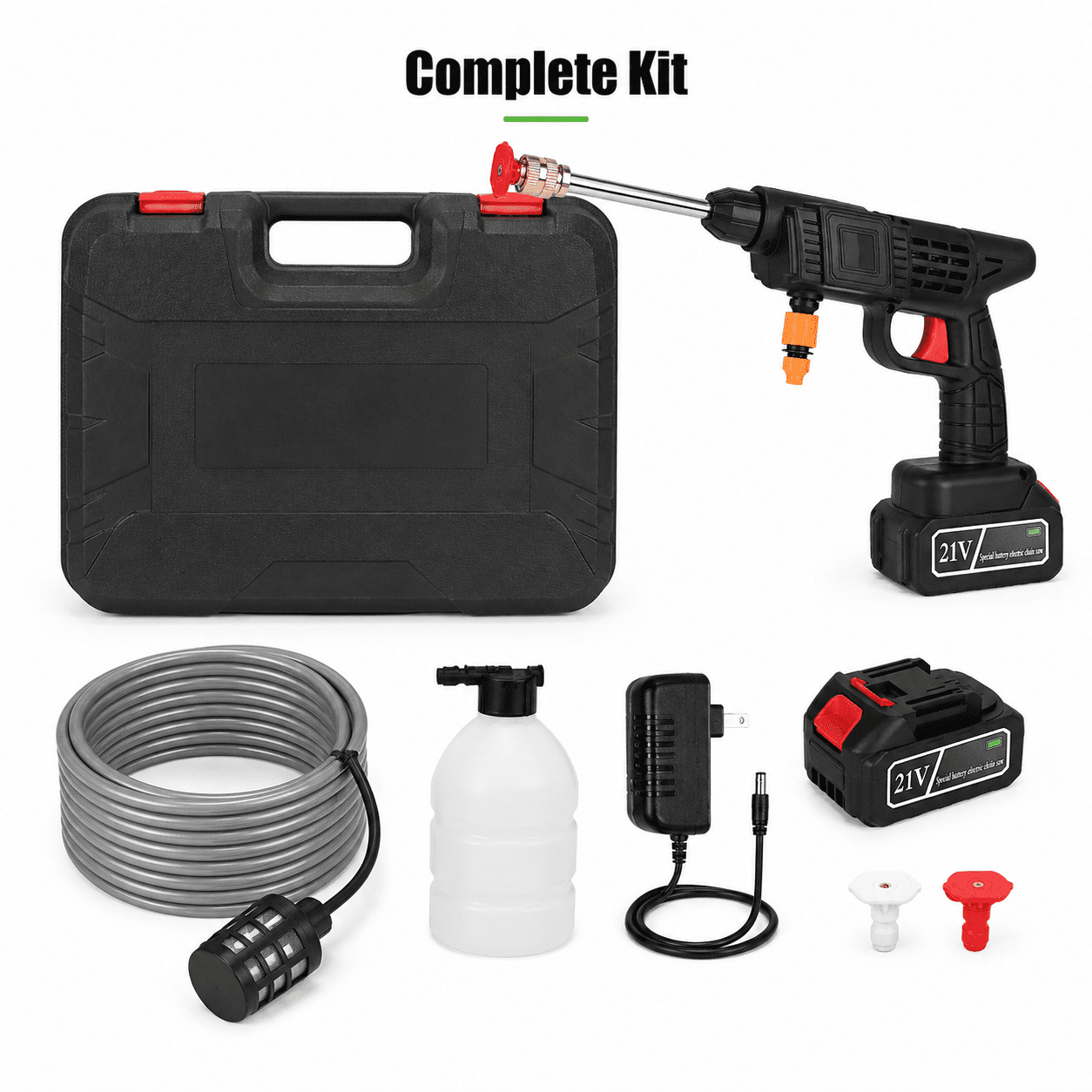 Cordless Portable Pressure Washer | 400PSI Power Cleaner with Nozzles  Foam Bottle