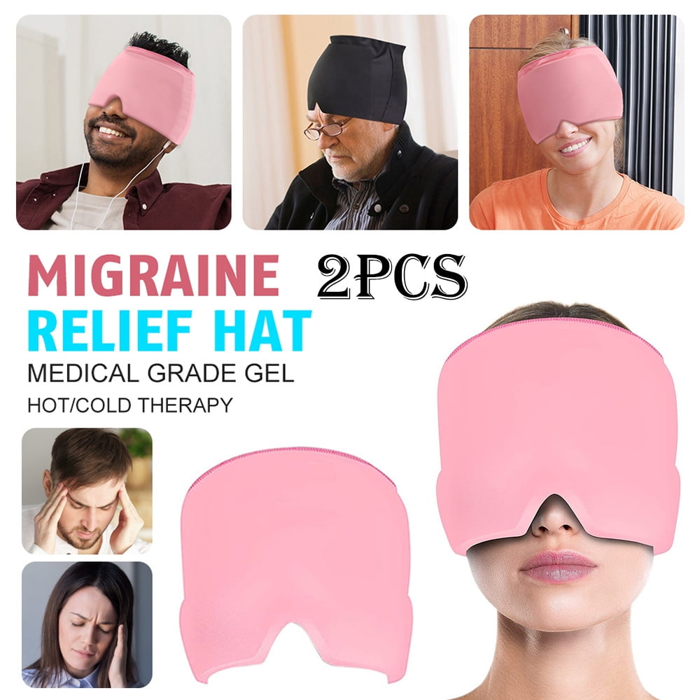 Dicasser 2 Pieces Form Fitting Migraine Relief Ice Head Wrap, Headache and Migraine Hat, Hot and