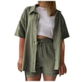thumbnail image 2 of Riforla Women's Solid Color Short Sleeve Shirt & Casual Shorts 2 Piece Set Comfortable Summer Outfit Matching Sets Women Clothing AG S, 2 of 6