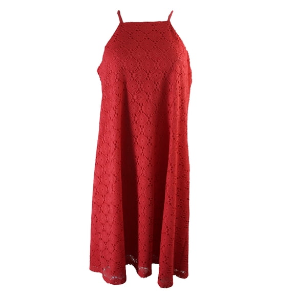 Nine West Womens Coral Sleeveless Lace Apron Shift Dress 8