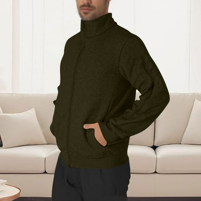 Men's Track Jackets Full-Zip Casual Sweatshirt Double Zip Coat Workout Running Athletic Active Jacket with Pockets Zipper Arm Green M