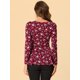 thumbnail image 5 of Camisa Peplum Estampada Con Cuello Redondo Y Mangas Largas De Leopardo Para Mujer Verde amarillo rojo M, 5 of 6