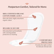 Hospital Postpartum Pads, 100% Certified Organic Cotton Inside and Out for Women, for First Days After Delivery, 12 Counts