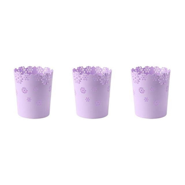 Wweixi Durable Trash Bin With Anti Slide Bottom Reliable And Convenient Prevents purple medium-sized 3Set