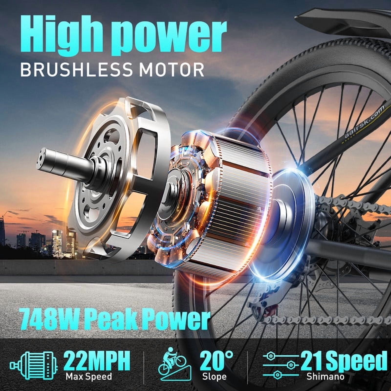 Unibike 24'' Electric Bike, 400W Ebike for Adults, 40 Miles 25MPH Electric Bicycle with 36V 13Ah Battery, 21 Speed