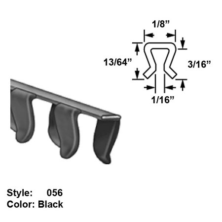 

Flexible Nylon-Coated Stainless Steel U-Channel Push-On Trim Style 056 - Ht. 13/64 x Wd. 1/8 - Black - 5 ft long